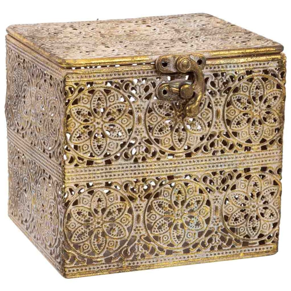 Boîte à bijoux en métal marron 13x13x12 cm Boîte à bijoux en métal marron 13x13x12 cm