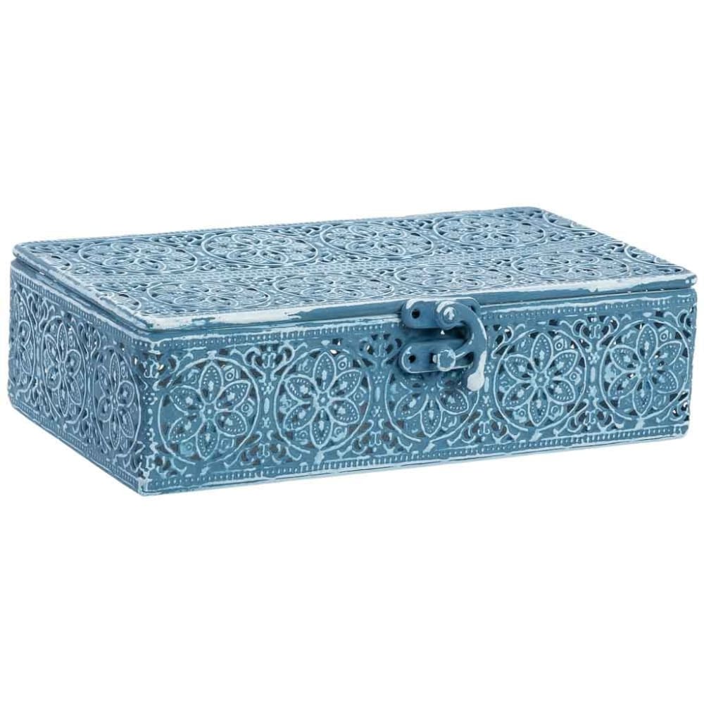 Boîte en métal bleue 21x13x6 cm Boîte en métal bleue 21x13x6 cm