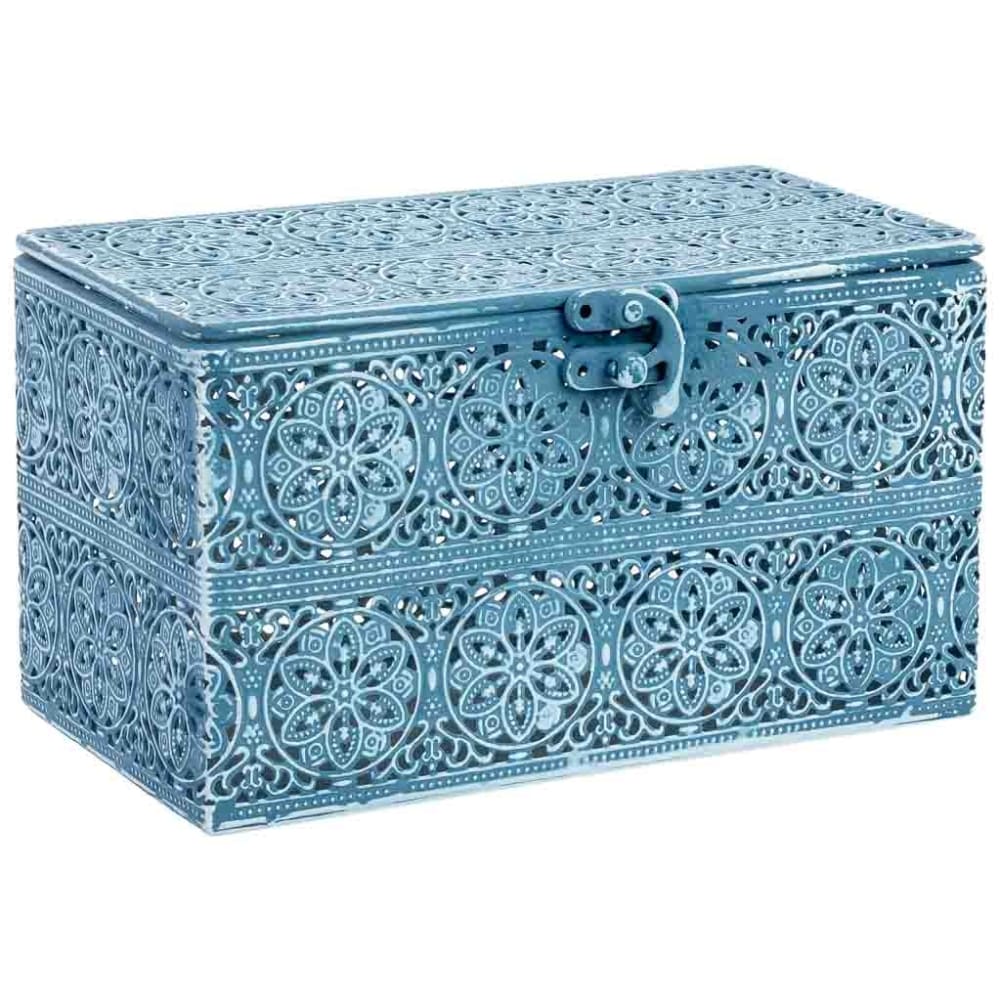 Boîte en métal bleue 21x13x12 cm Boîte en métal bleue 21x13x12 cm