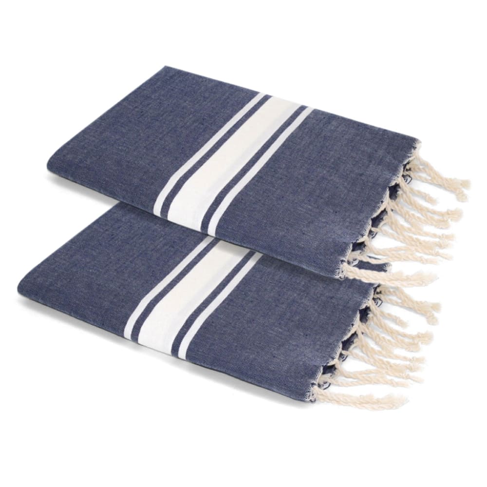 Lot de 2 foutas coton 100x200 bleu jean