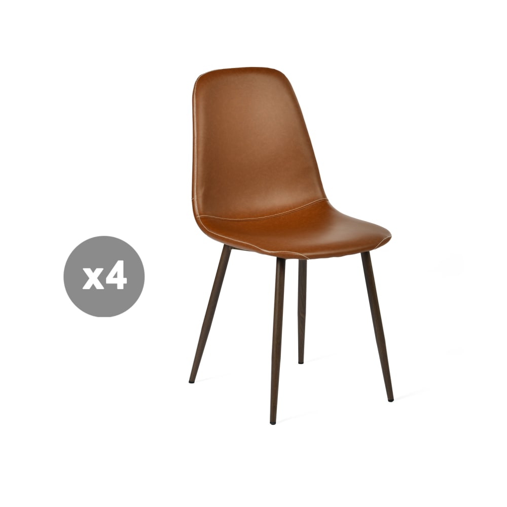 Lot de 4 chaises en similicuir, - assise