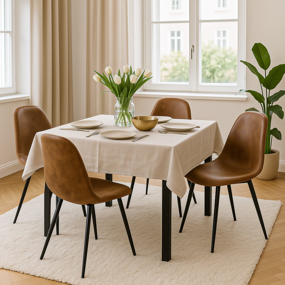 4er-Set gepolsterte Wildleder mit Metallbeinen, braun - Maisons