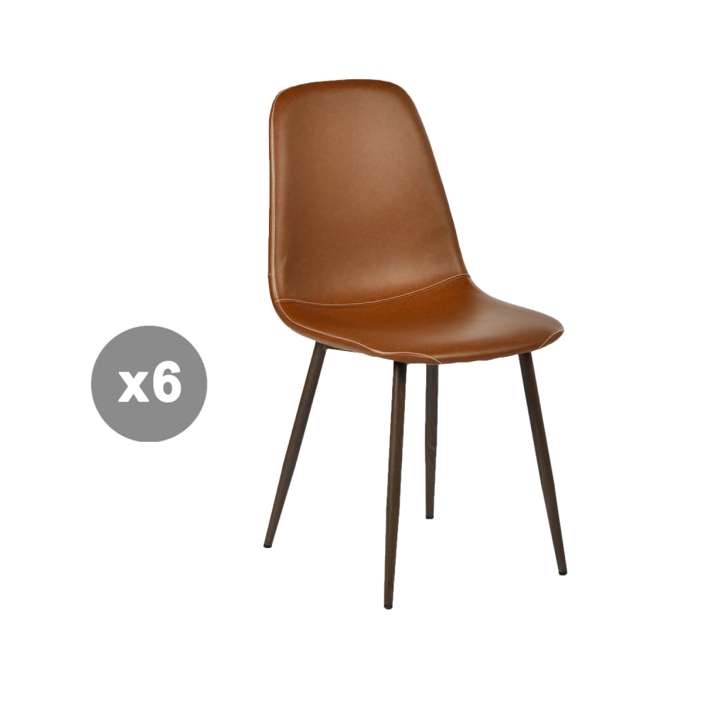 Lot de 6 chaises en similicuir, - assise
