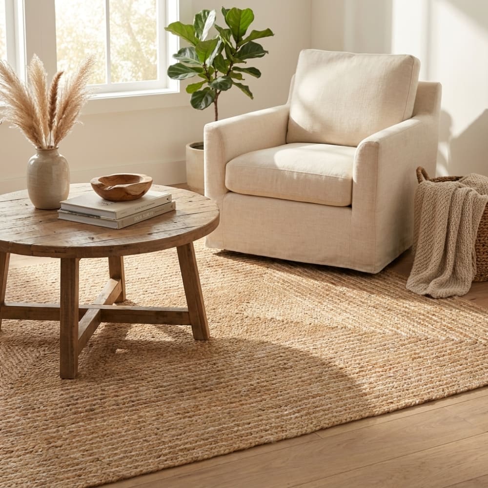 Tapis en jute fait main line beige doré 120x170cm — vue 4