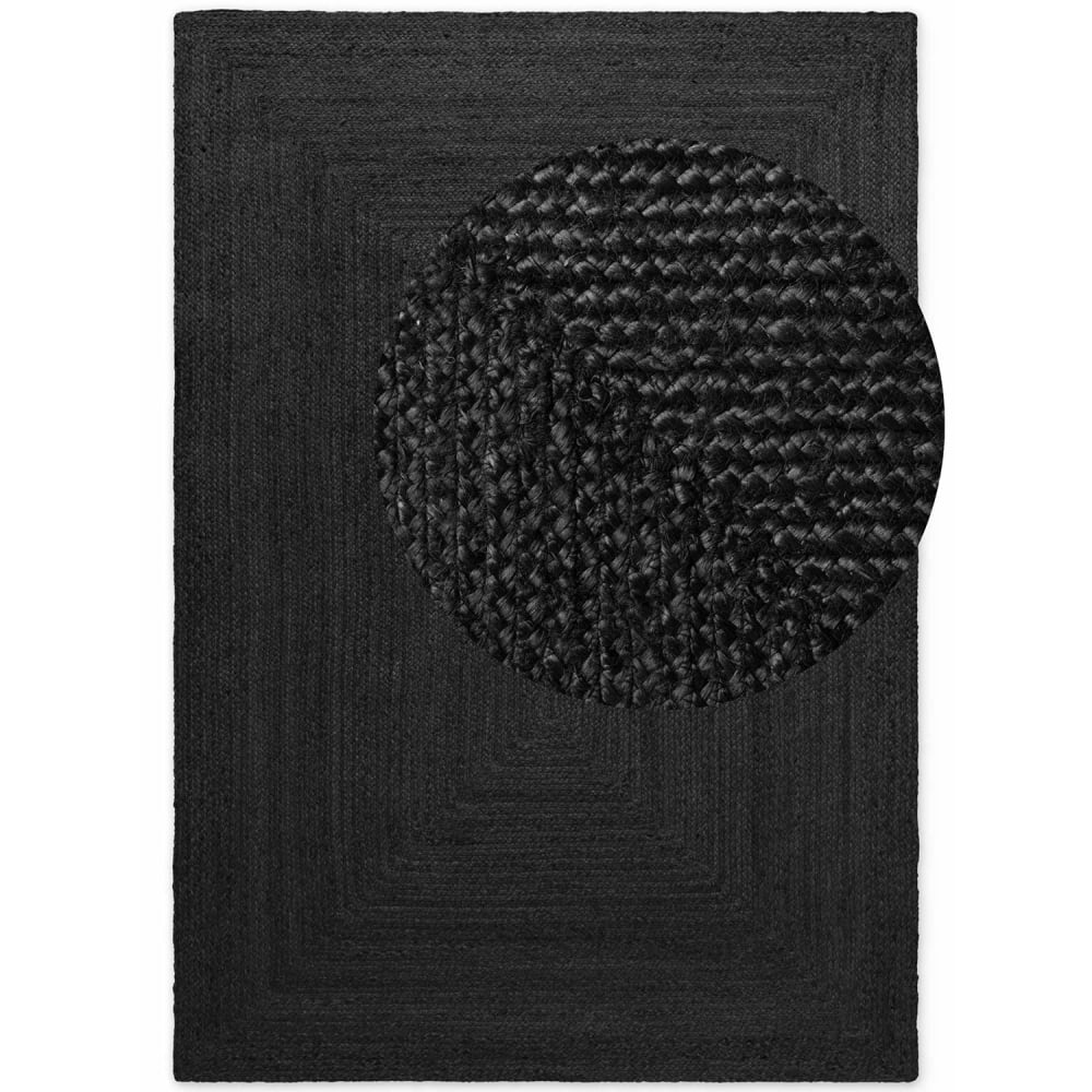 Tapis en jute fait main noir 60x90cm