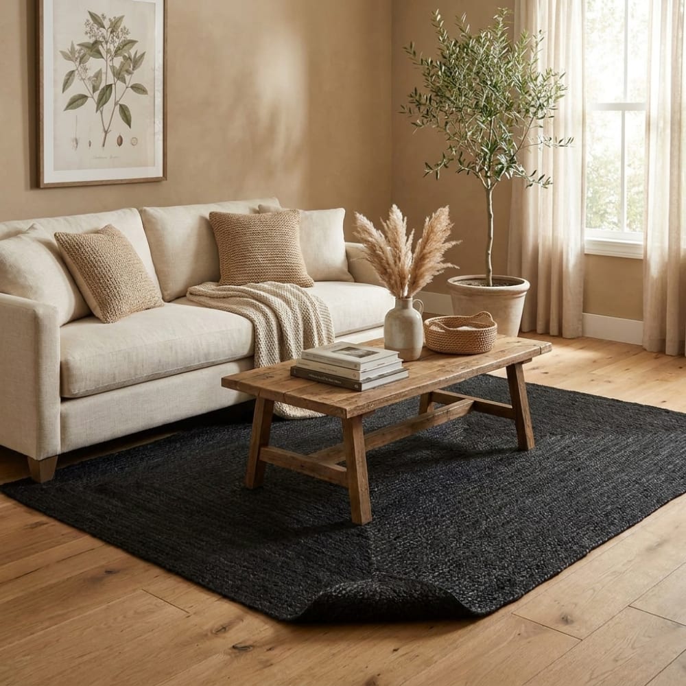 Tapis en jute fait main noir 200x300cm — vue 4