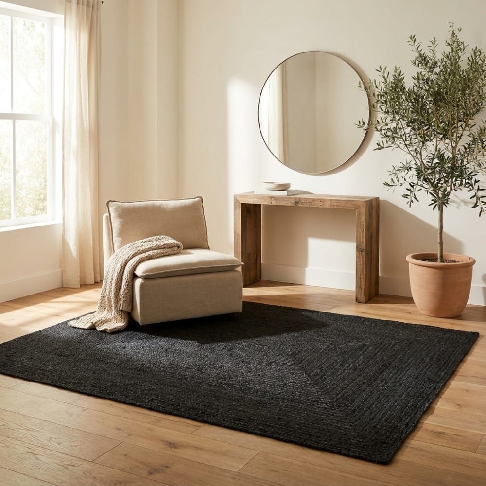 Tapis en jute fait main noir 120x180cm — vue 3