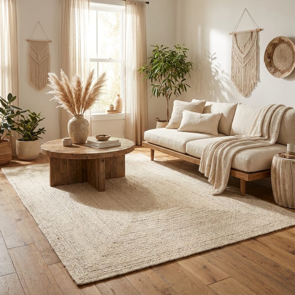 Tapis en jute fait main ecru 60x90cm — vue 4