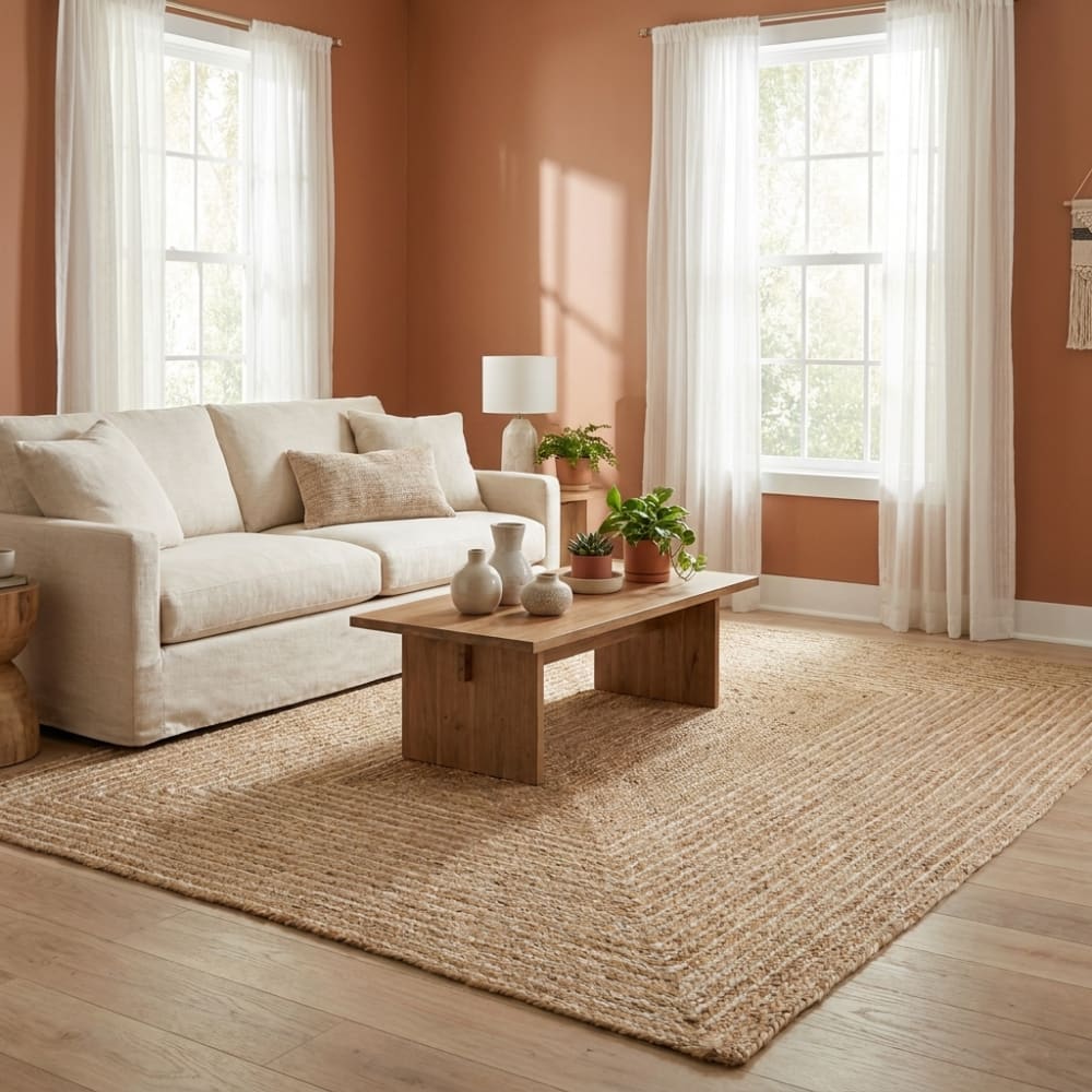 Tapis en jute fait main line beige doré 160x230cm — vue 3