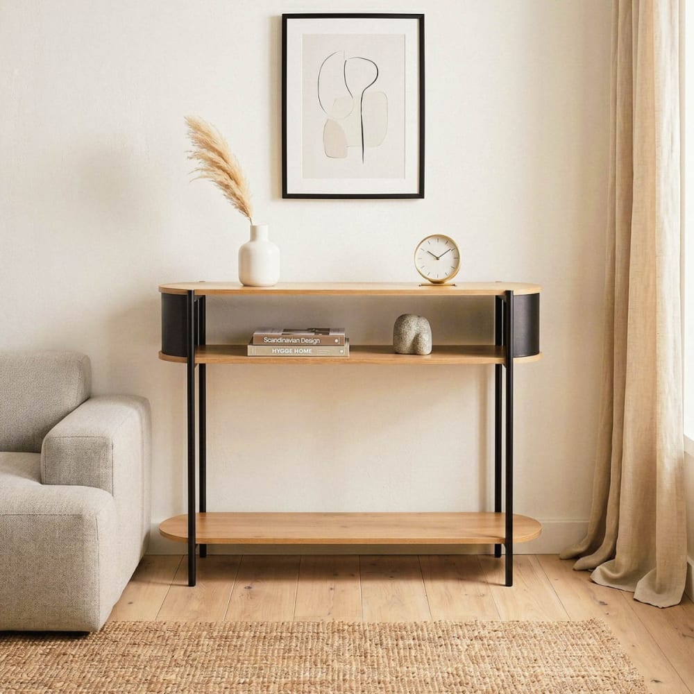 Konsole mit 3 Ebenen und schwarzen Metallseiten L100 cm - Maisons