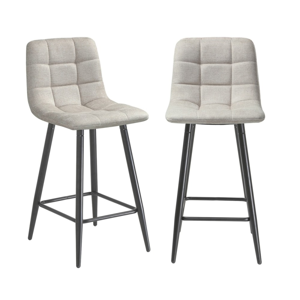 Calicosy 2er-Set gepolsterter Hocker aus meliertem Stoff H94 cm - Beige style modern Beige Stoff