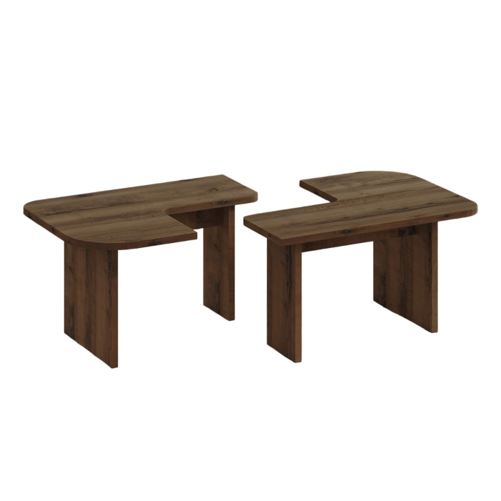 Lot de 2 tables basses - noyer