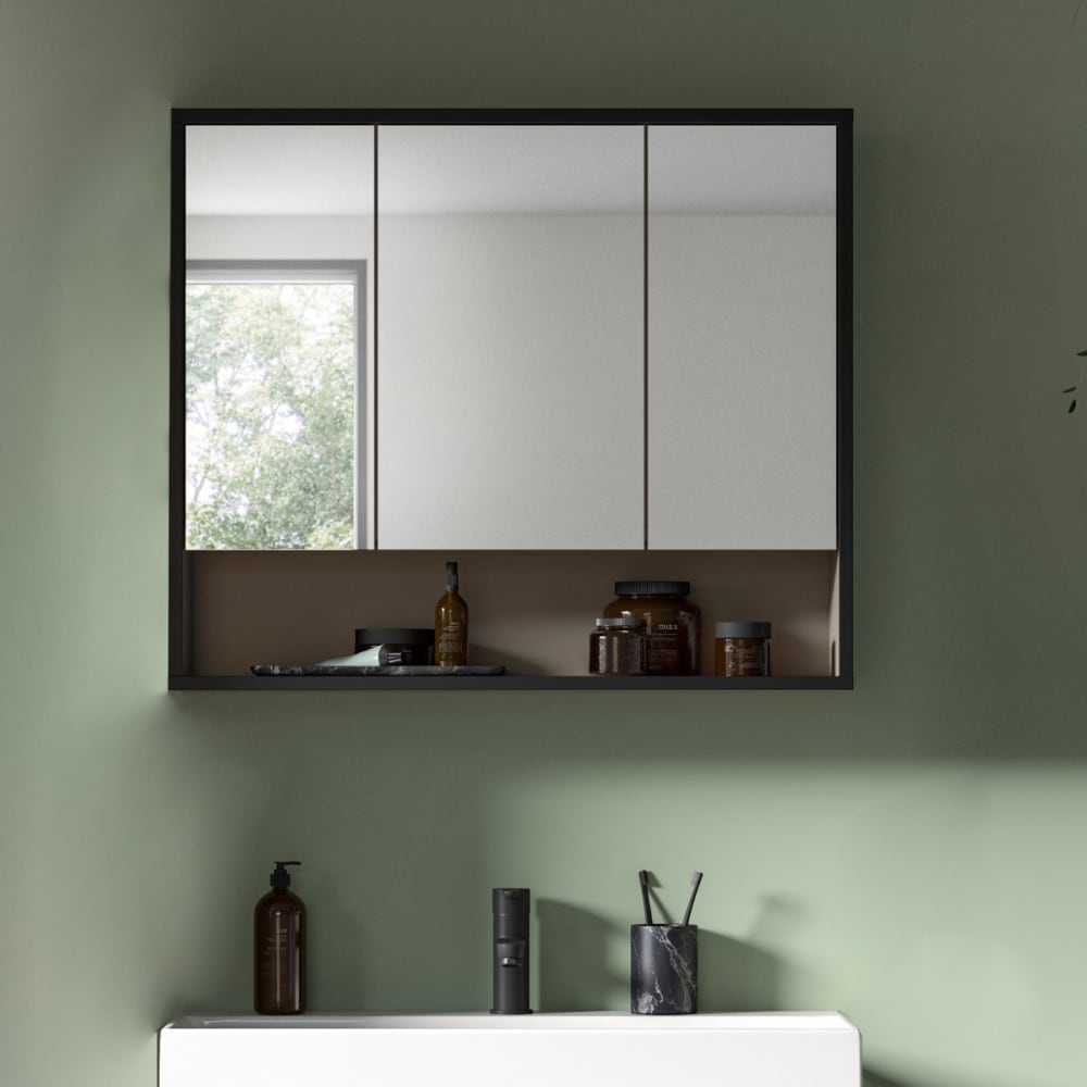 Hängeschrank mit 3 Spiegeltüren und 1 Nische Kaschmir L80 cm -