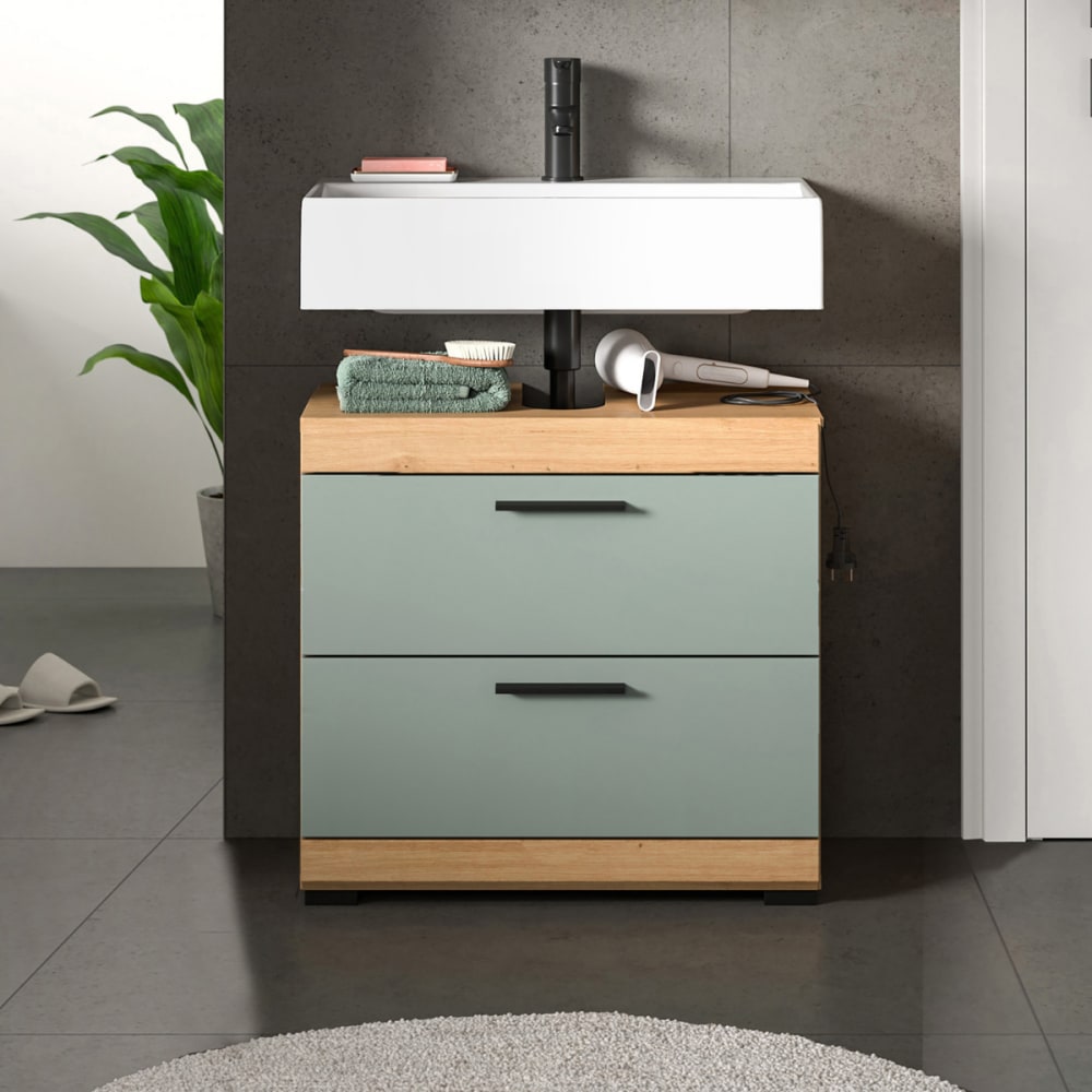 Waschbeckenunterschrank mit 2 Schubladen B60 cm - Grün - Maisons