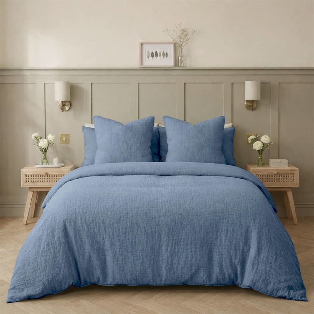 Parure + taies 50x70 - bleu