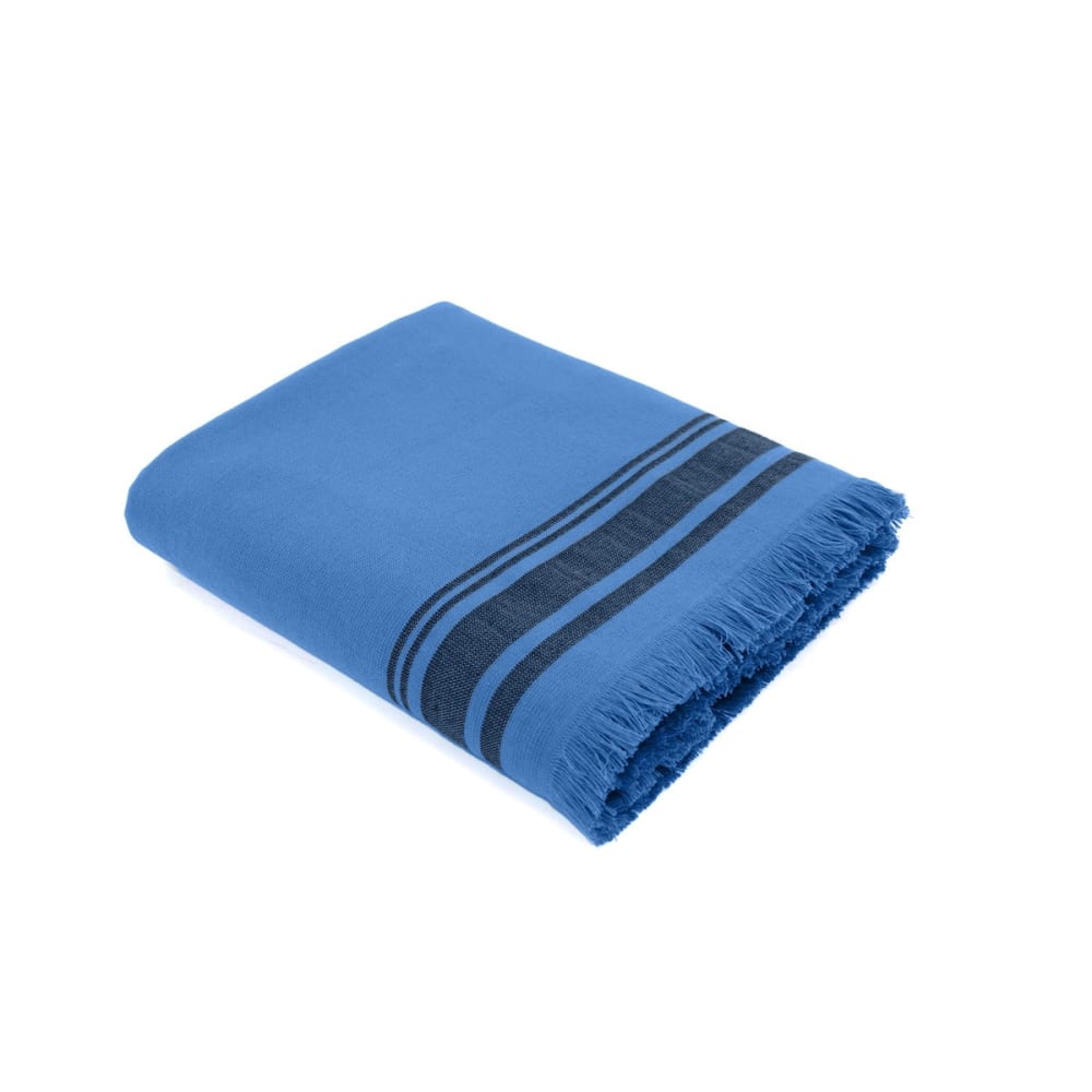 Fouta éponge xxl coton 180x200 bleu denim & noir