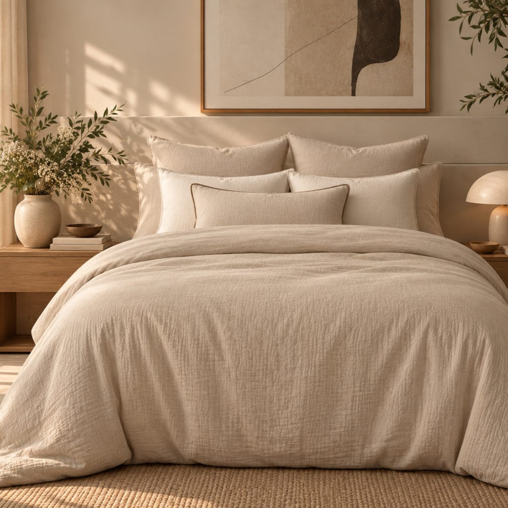 Febronie Bettwäsche-set (50x70) aus Baumwolle hellbeige style classic chic Öko-Tex Zertifikat - Baumwolle
