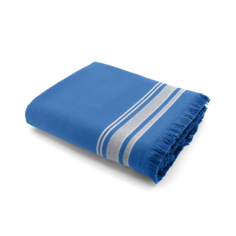 Fouta éponge xxl coton 180x200 bleu denim & grège