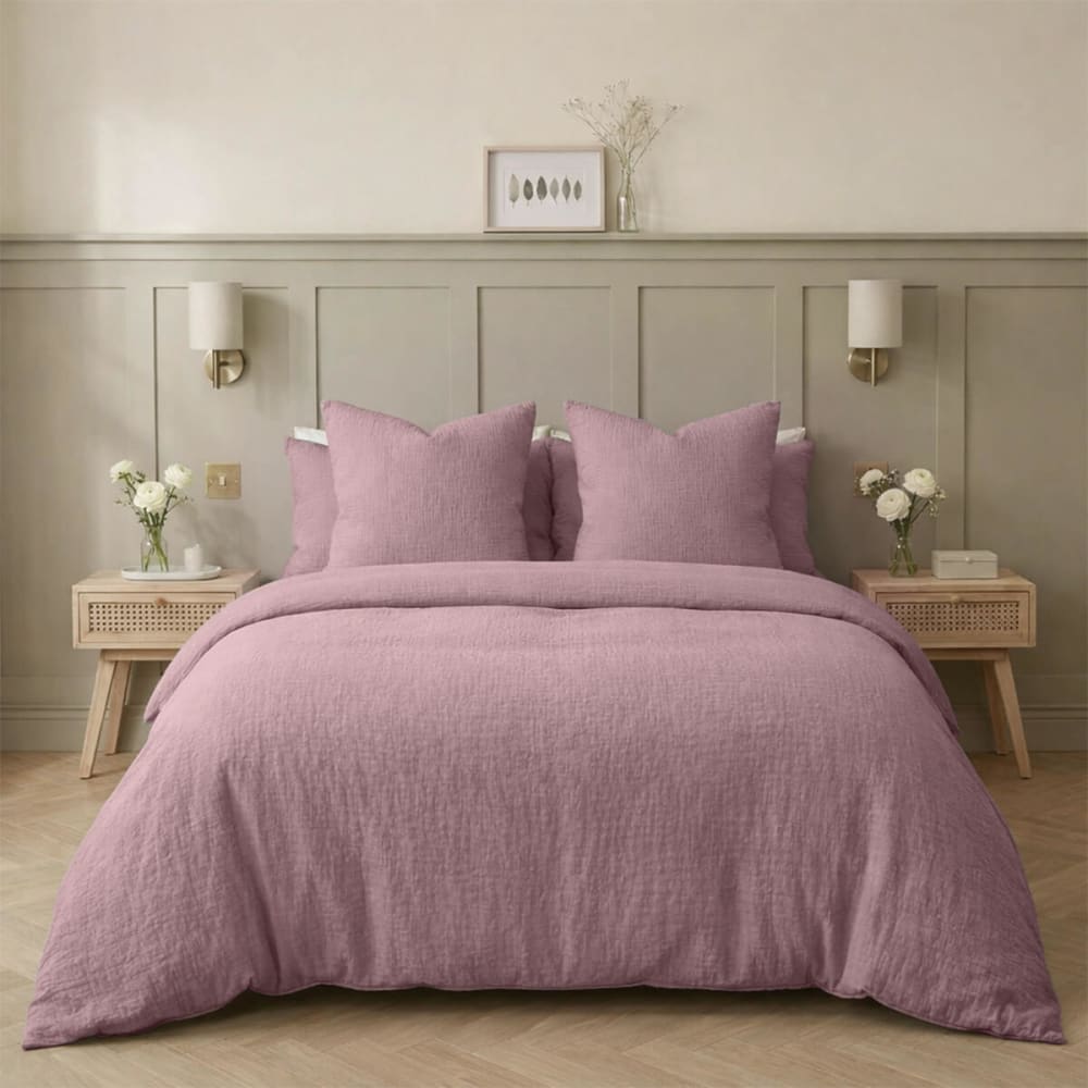 Parure + taies 50x70 - rose