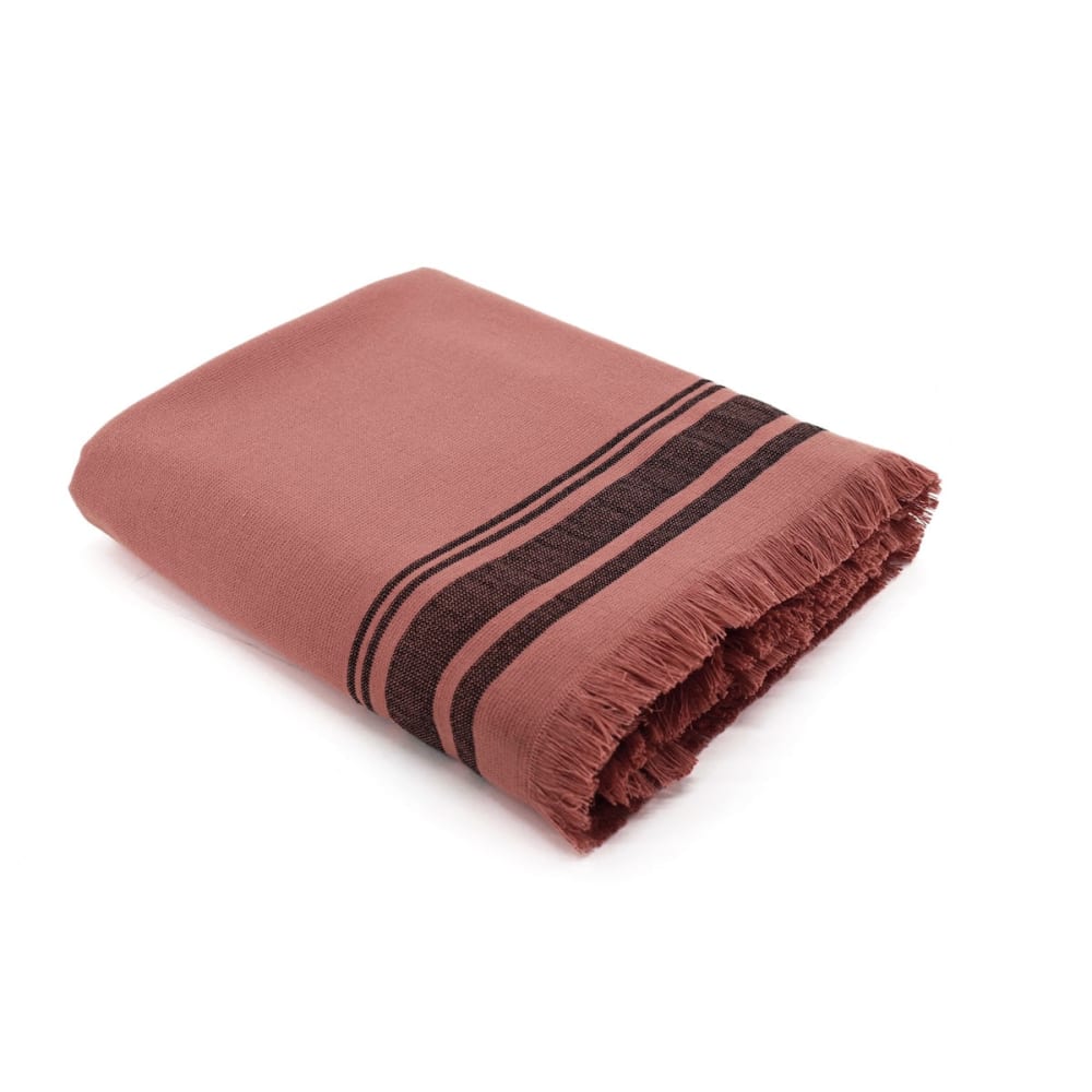 Fouta éponge xxl coton 180x200 terracotta & noir