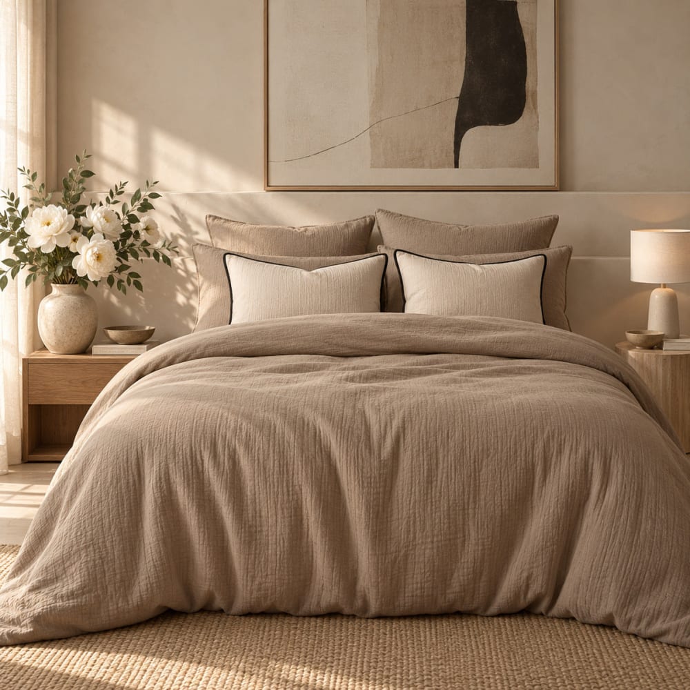 Febronie Bettwäsche-set (65x65) aus Baumwolle latte style classic chic Beige Öko-Tex Zertifikat Baumwolle