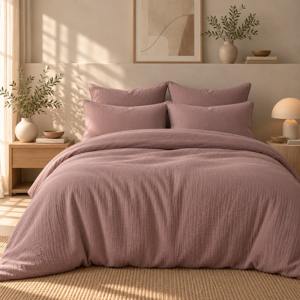 Febronie Bettwäsche-set (65x65) aus Baumwolle rosenholz style classic chic Rosa Öko-Tex Zertifikat Baumwolle