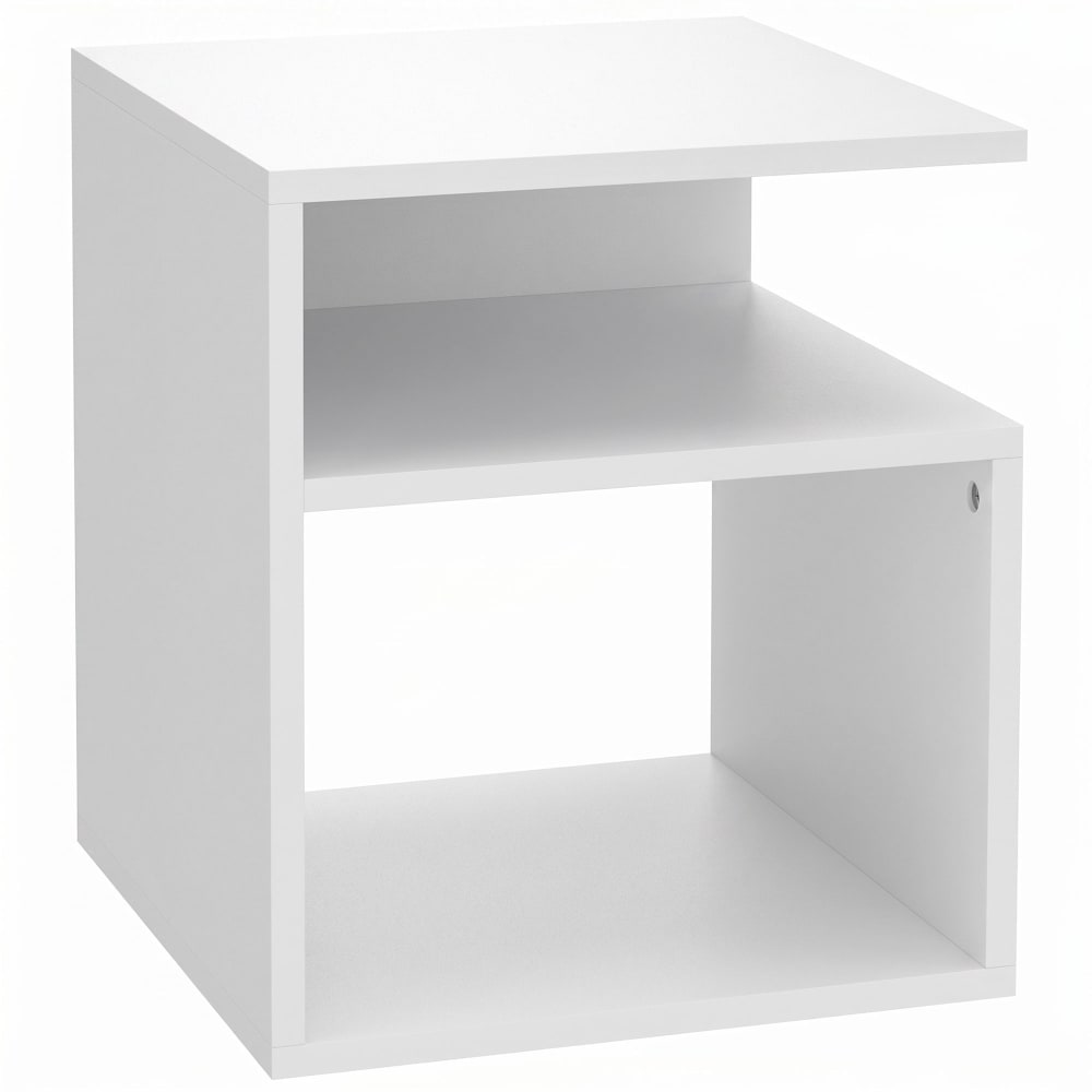 Table d'appoint 3 niveaux étagères ouverts bois blanc Table d'appoint 3 niveaux étagères ouverts bois blanc