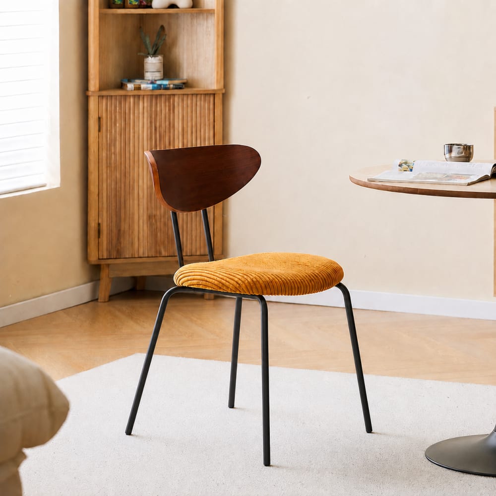 Nordlys Esszimmerstühle (2er Set) aus Metall und Cord Gelb style modern Gelb Stoff