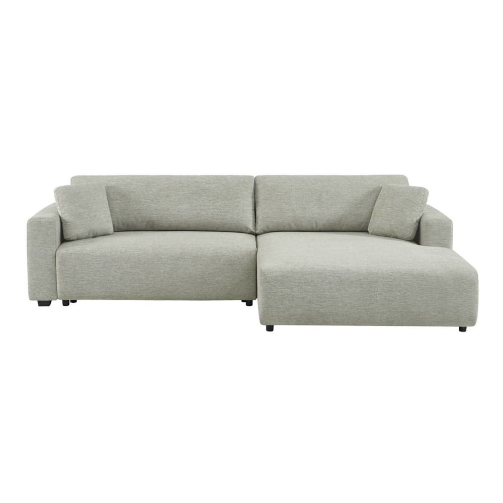 Canapé d'angle droit convertible 3 places tissu gris clair