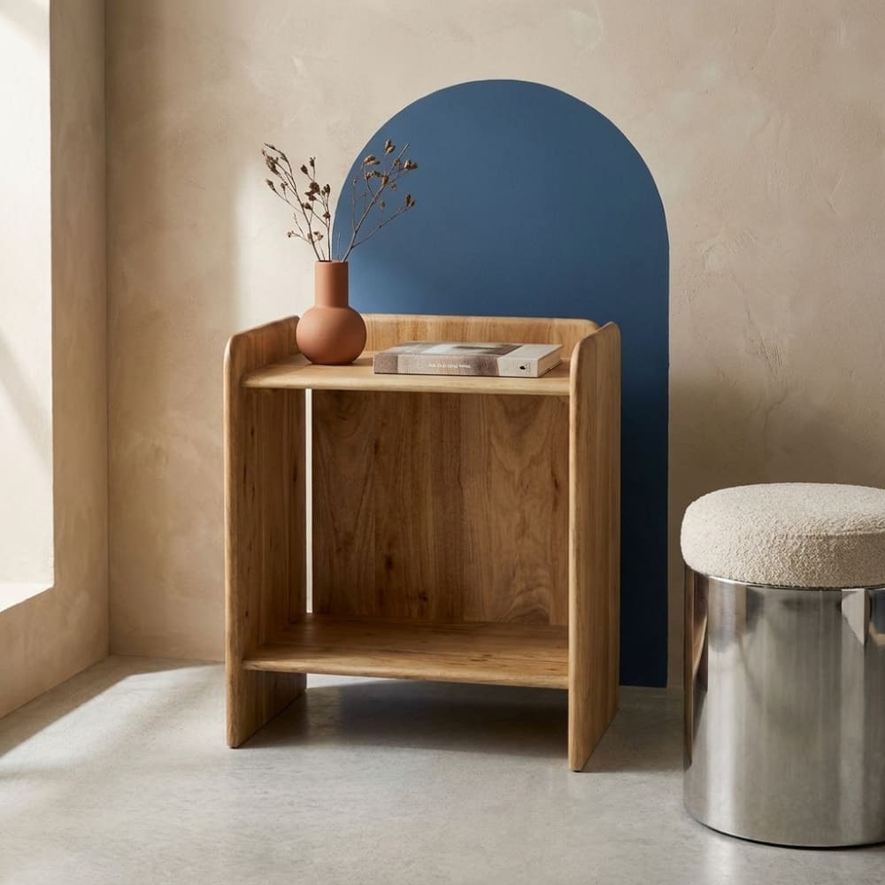 sweeek Nachttisch aus Akazienholz mit 2 Ebenen naturfarben style exotic Beige