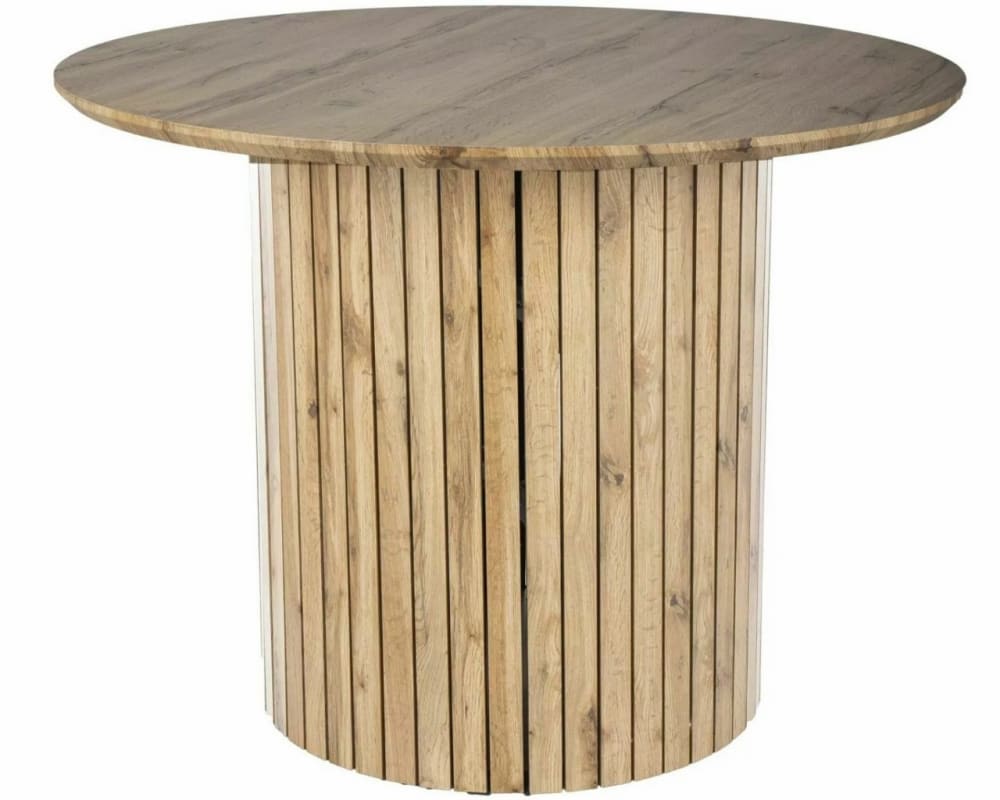 MSO Esstisch mit zentralem Bein und Platte aus Eichenfurnier style modern Braun Öko-Tex Zertifikat Holz