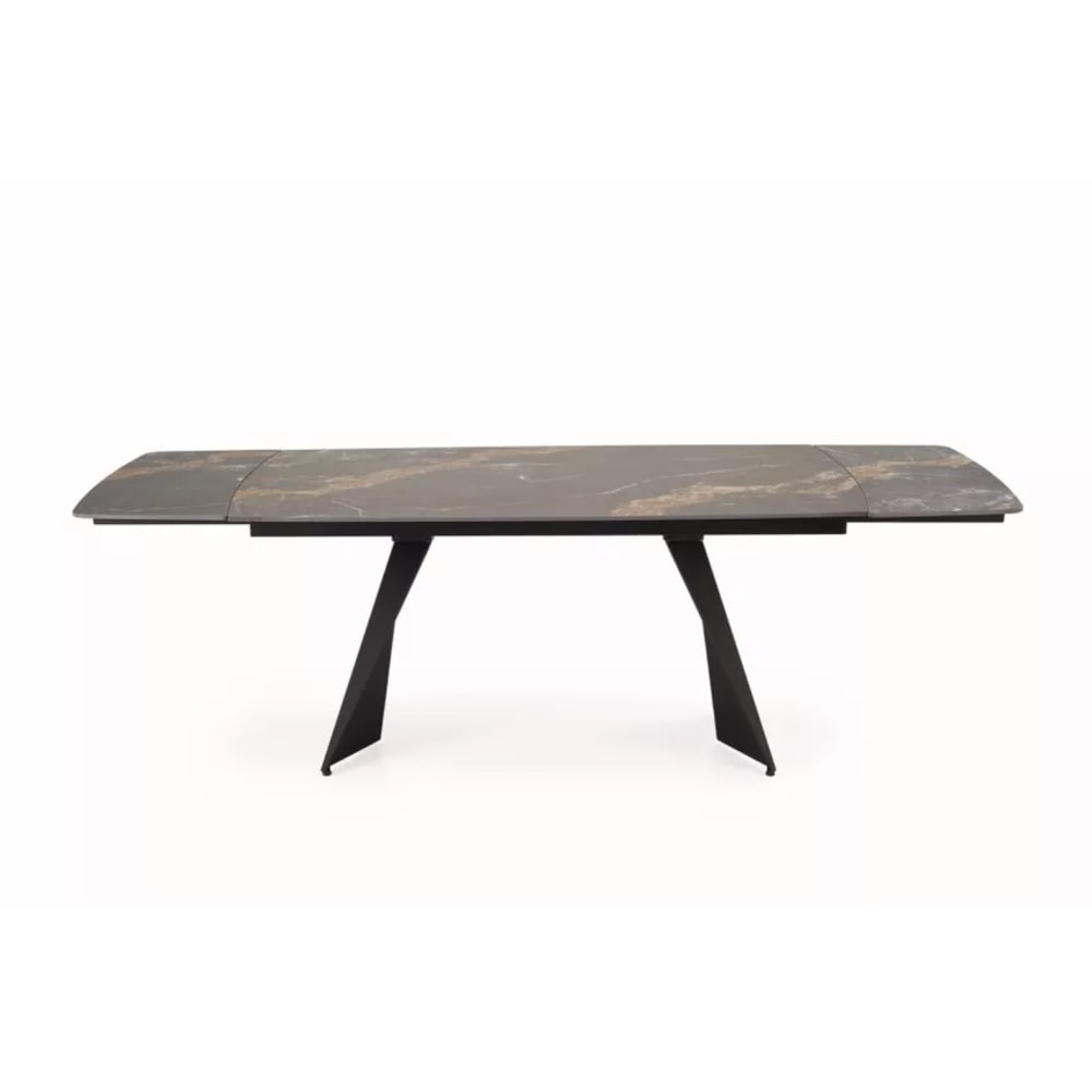 Table à manger extensible en acier fritté aspect marbre noir 165-240cm