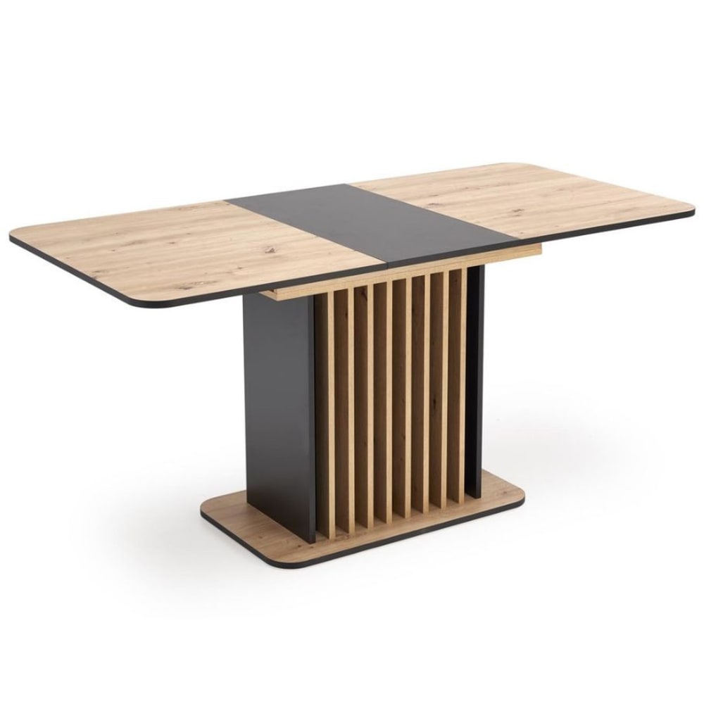 MSO Ausziehbarer Esstisch aus Schwarz und Holz, 120/158 x 77 cm style landhaus Braun Holz