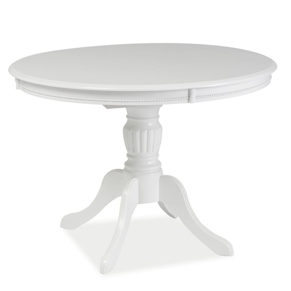 MSO Weißer ausziehbarer Esstisch mit zentralem Bein, 106 cm style classic chic Weiß Holz