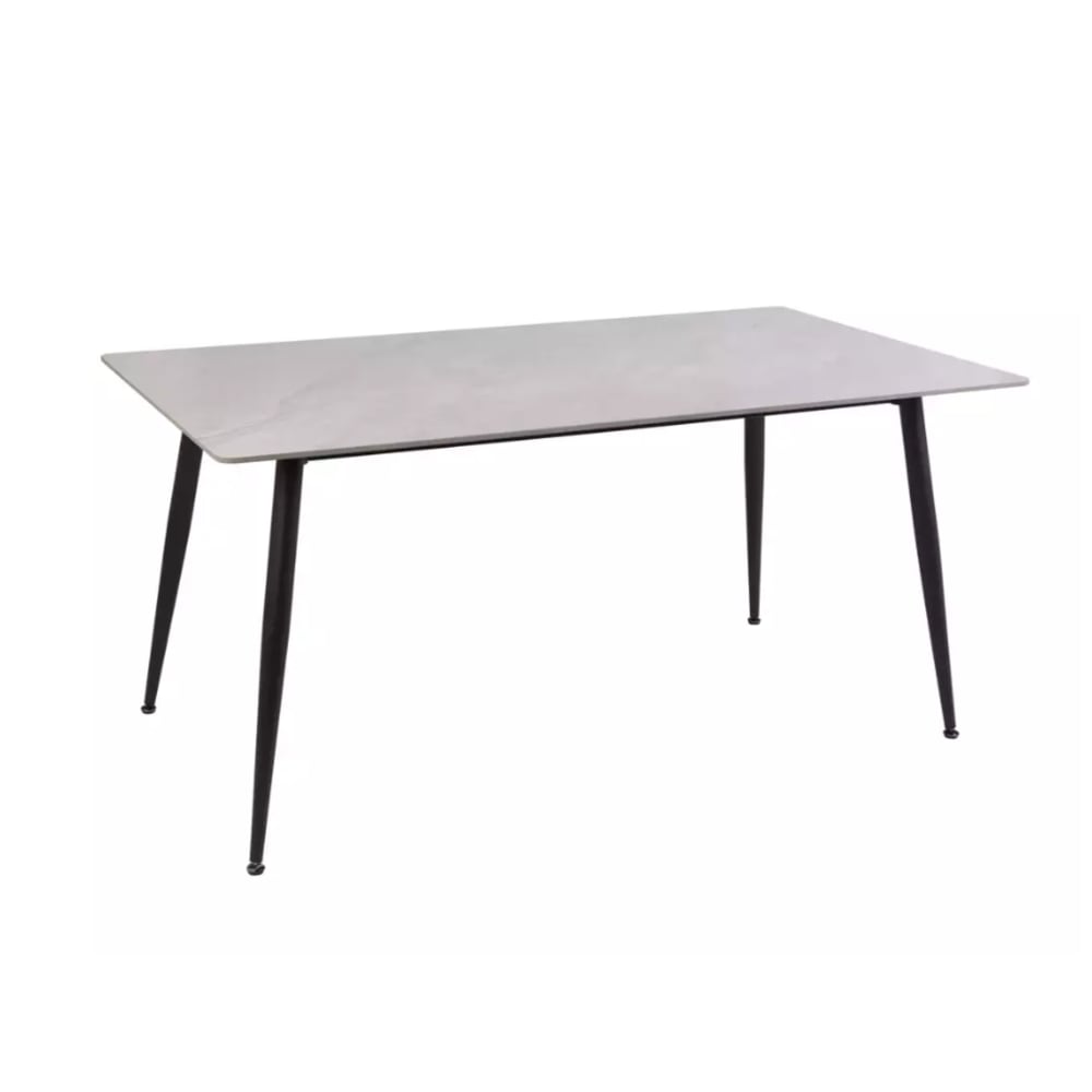MSO Rechteckiger Esstisch aus Stahl in glänzendem Grau, 130 cm style modern Grau Stahl