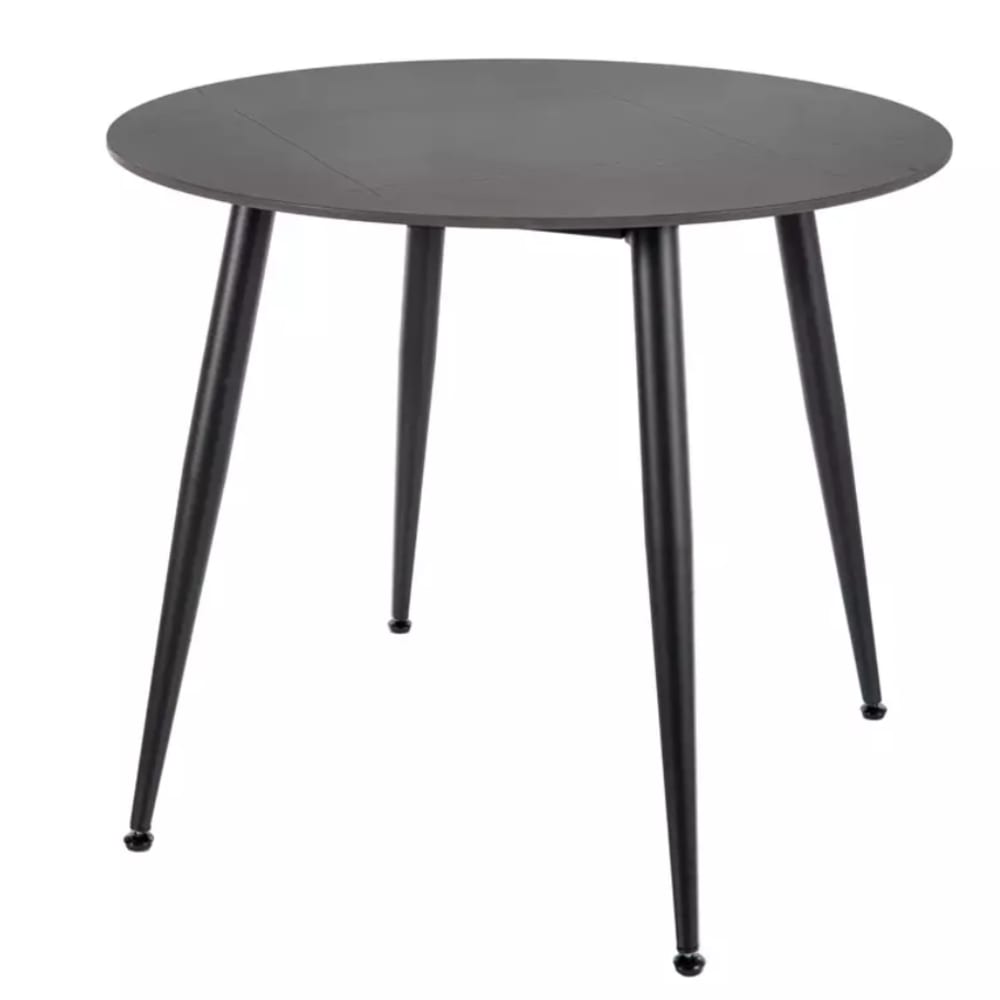 MSO Kompakter runder Esszimmertisch aus mattschwarzer Keramik, 90 cm style modern - Stahl