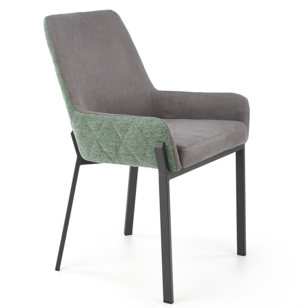 MSO Grauer und grüner Esszimmerstuhl mit schwarzen Metallbeinen style modern - Stoff