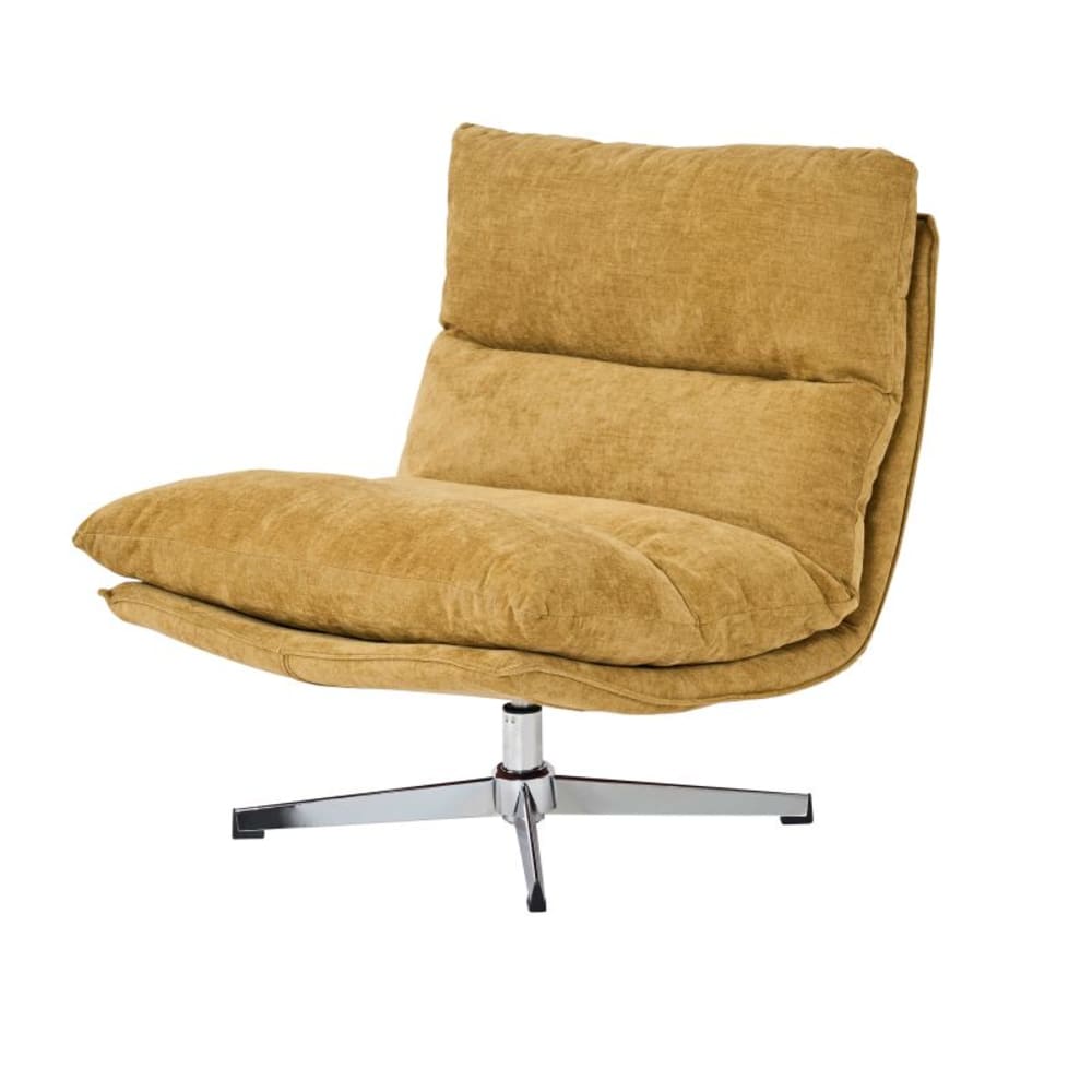 fauteuil rotatif tissu - jaune