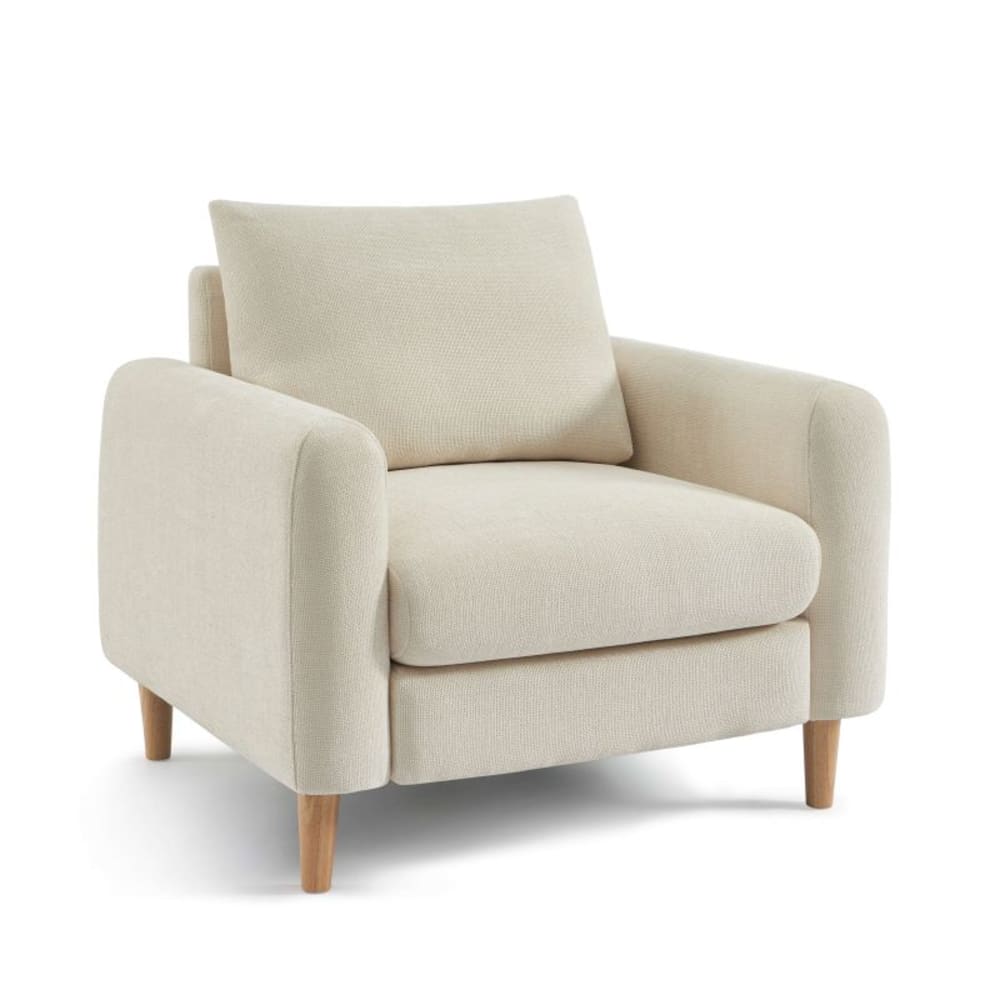 Fauteuil fixe tissu chenille 1 place beige