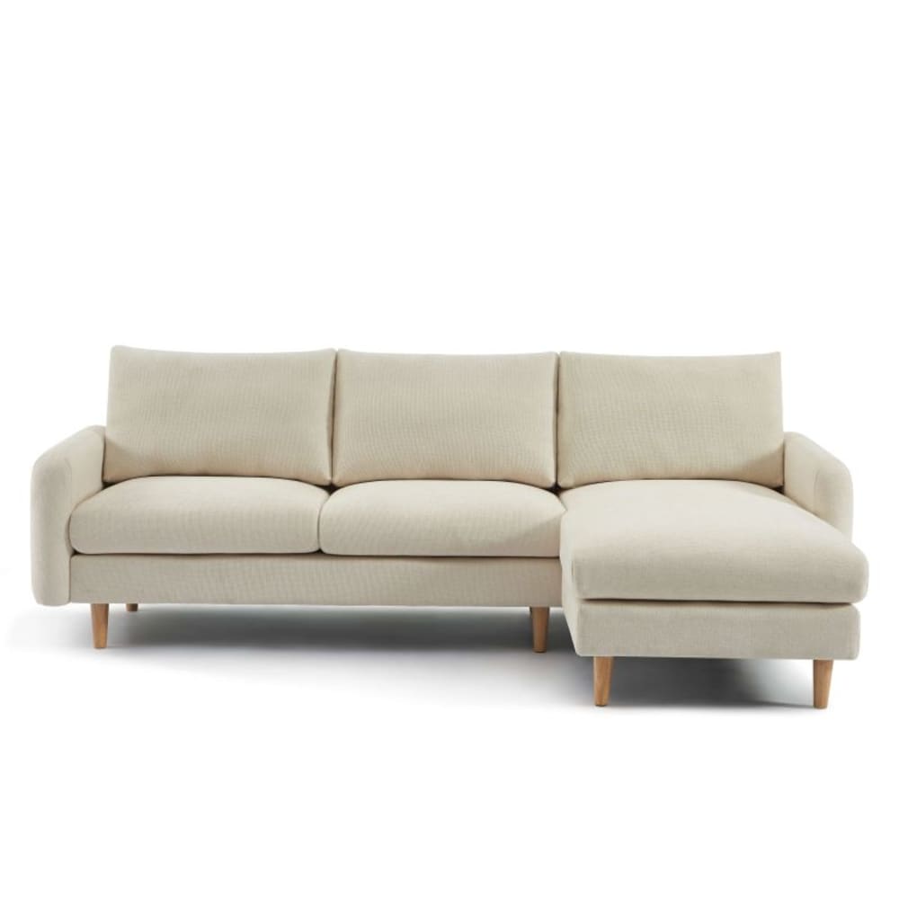 Canapé d'angle fixe réversible tissu chenille 4 places beige