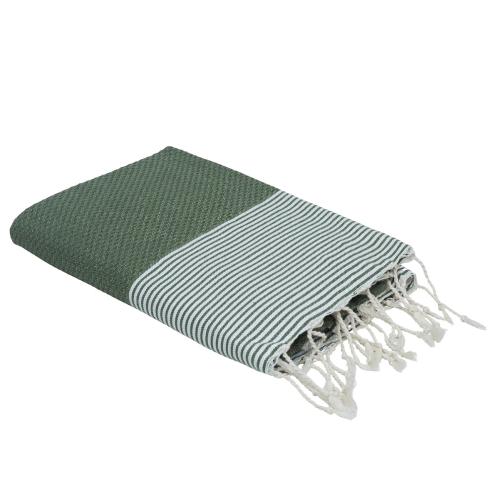 Fouta nid d'abeille coton 100x200 vert olive