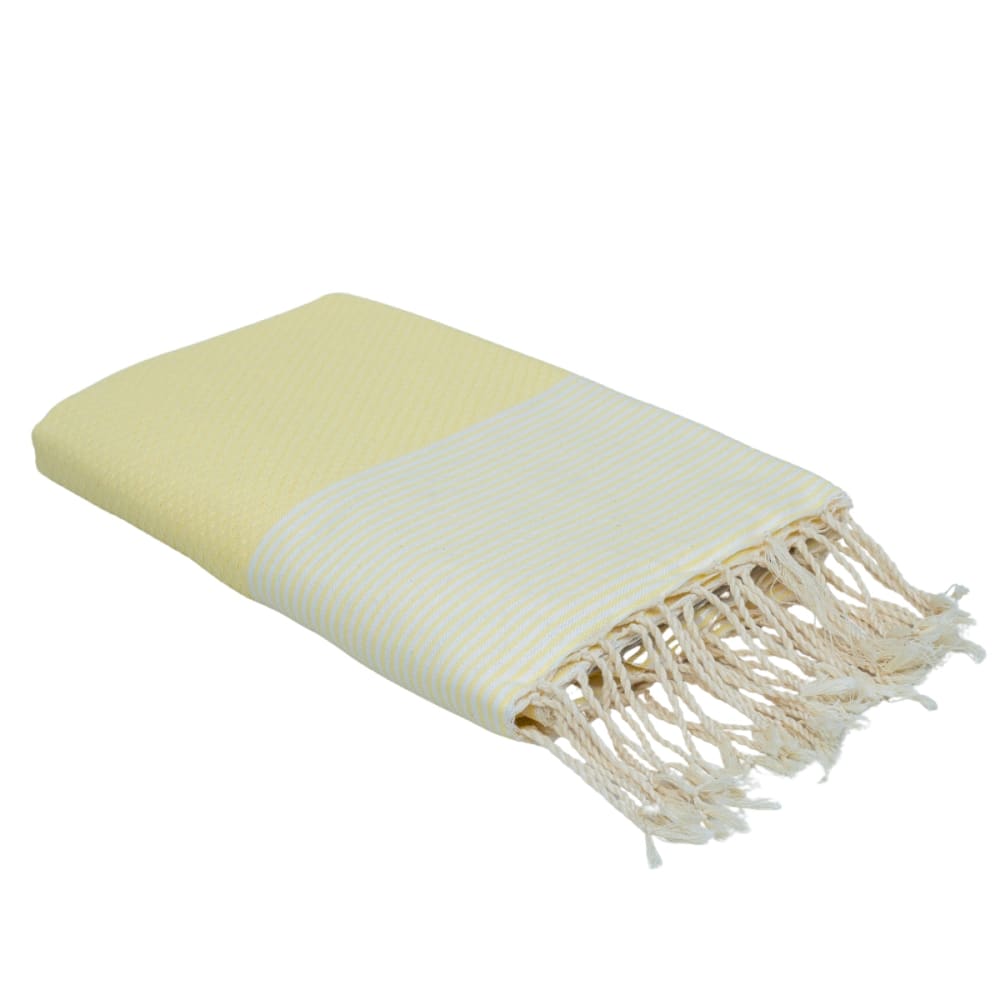 Fouta nid d'abeille coton 100x200 jaune pâle
