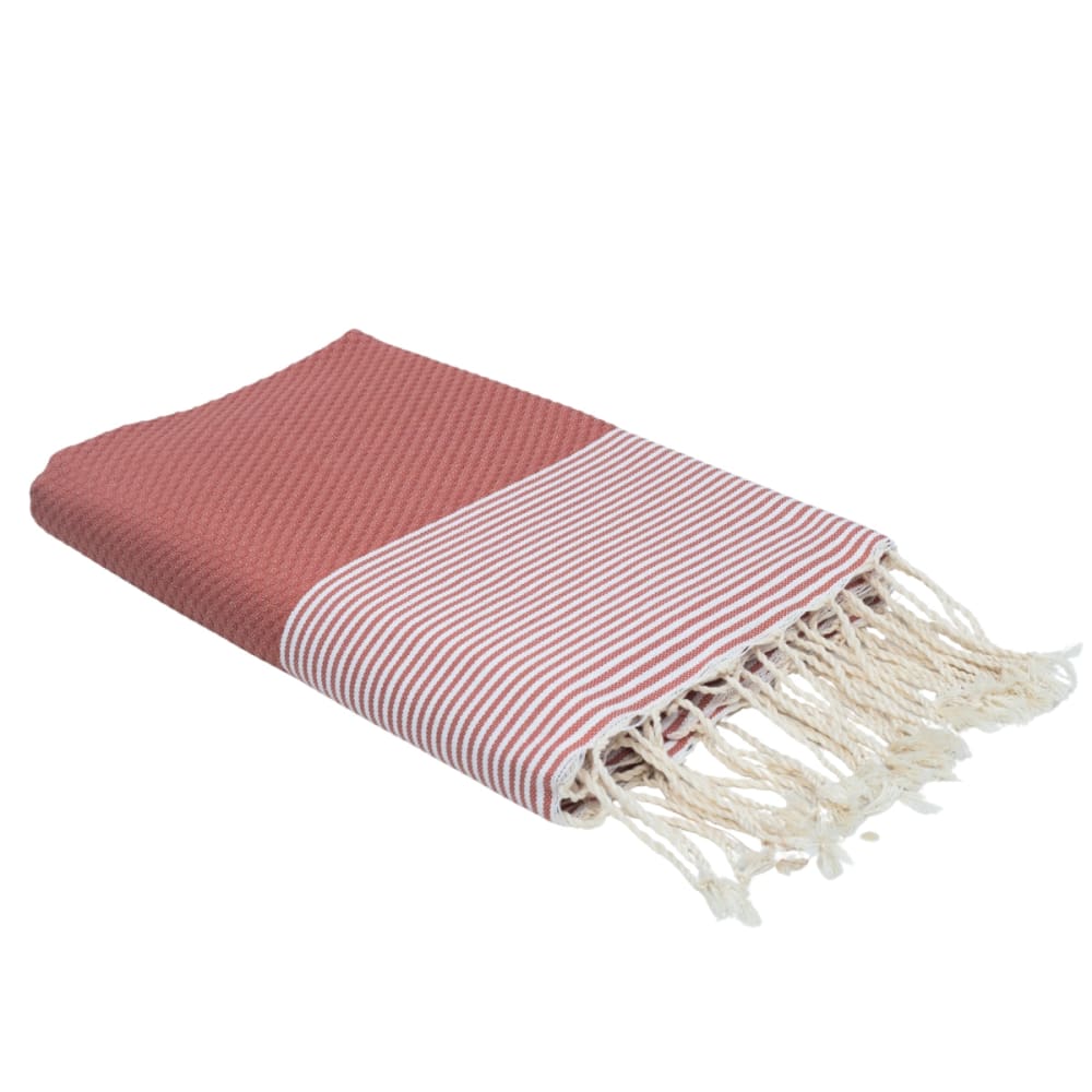 Fouta nid d'abeille coton 100x200 rose argile
