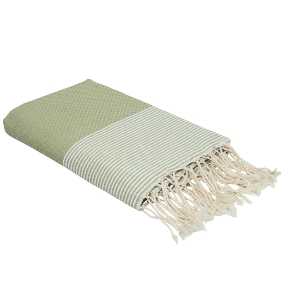 Fouta nid d'abeille coton 100x200 vert amande