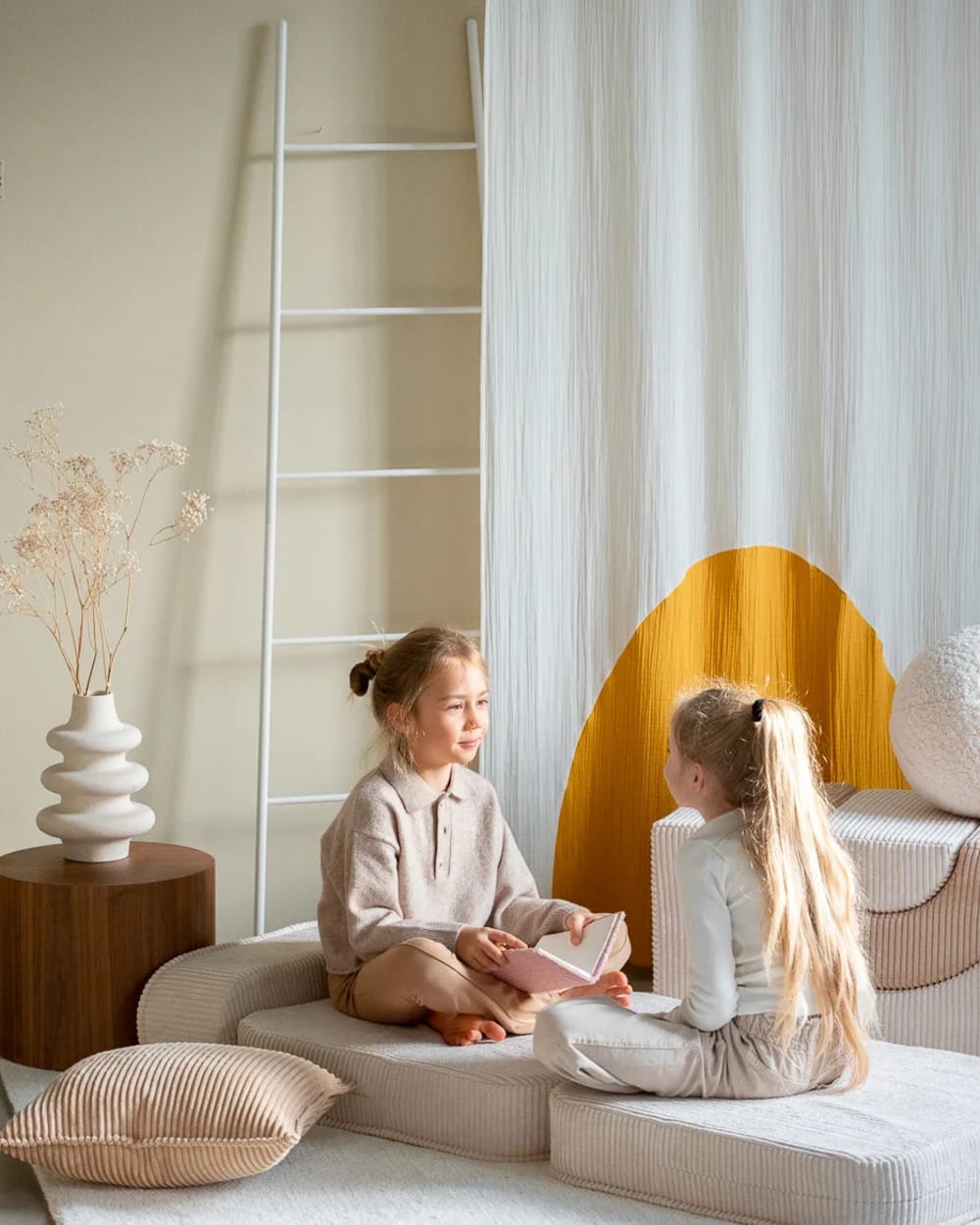 Klappsessel aus Breitcord 65 x 25 x 60 cm, Marshmallow - Maisons