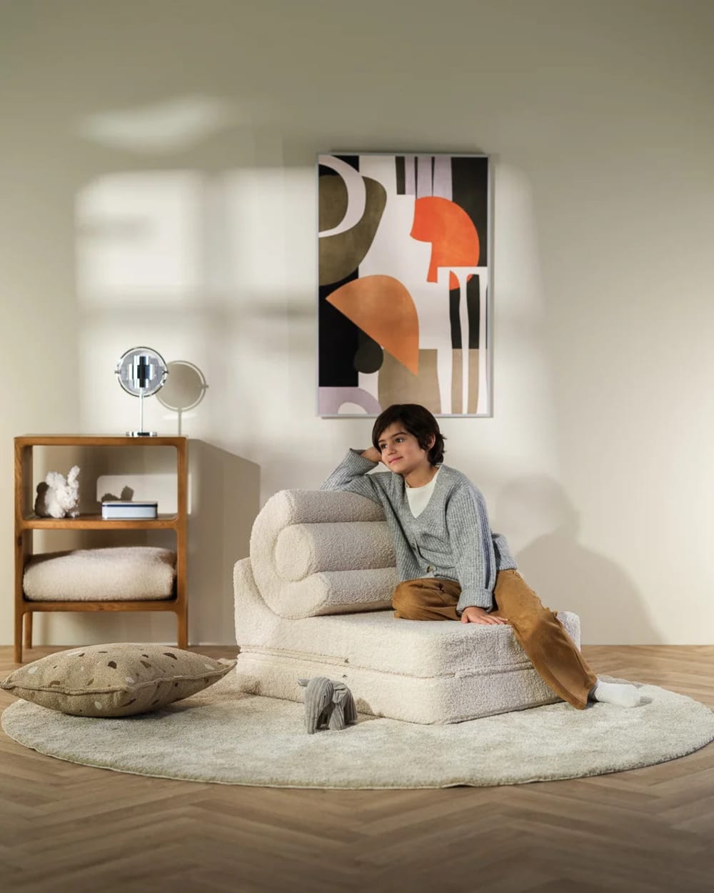 Flipster aus Teddy-Stoff 67 x 57 x 78 cm, Cremeweiß - Maisons Du