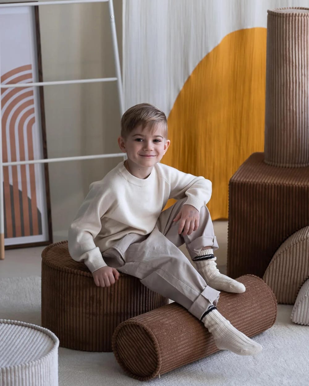 Pouf aus Breitcord 40 x 25 x 40 cm, Toffee - Maisons Du Monde