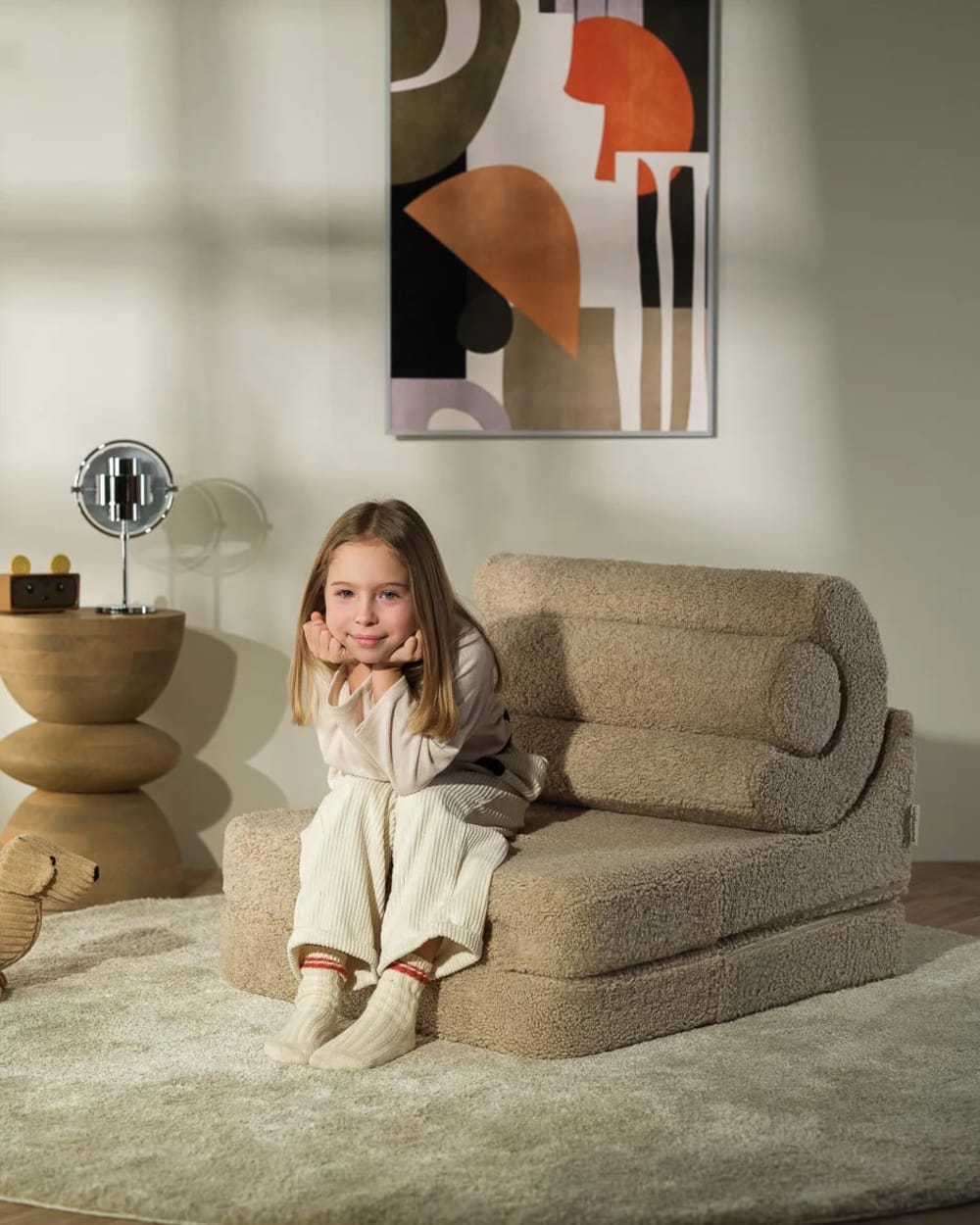 Flipster aus Teddy-Stoff 67 x 57 x 78 cm, Biscuit - Maisons Du