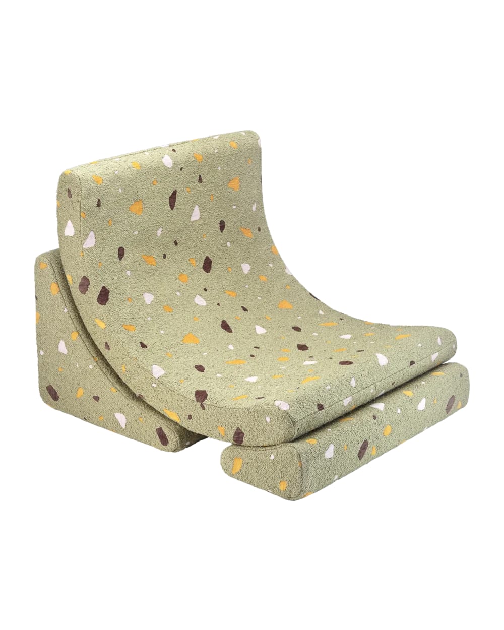 Wigiwama Mondsessel aus Bouclé-Chenille-Gewebe 65 x 55 x 80 cm, Moos GRÜN Öko-Tex Zertifikat PES - POLYESTER Kinder