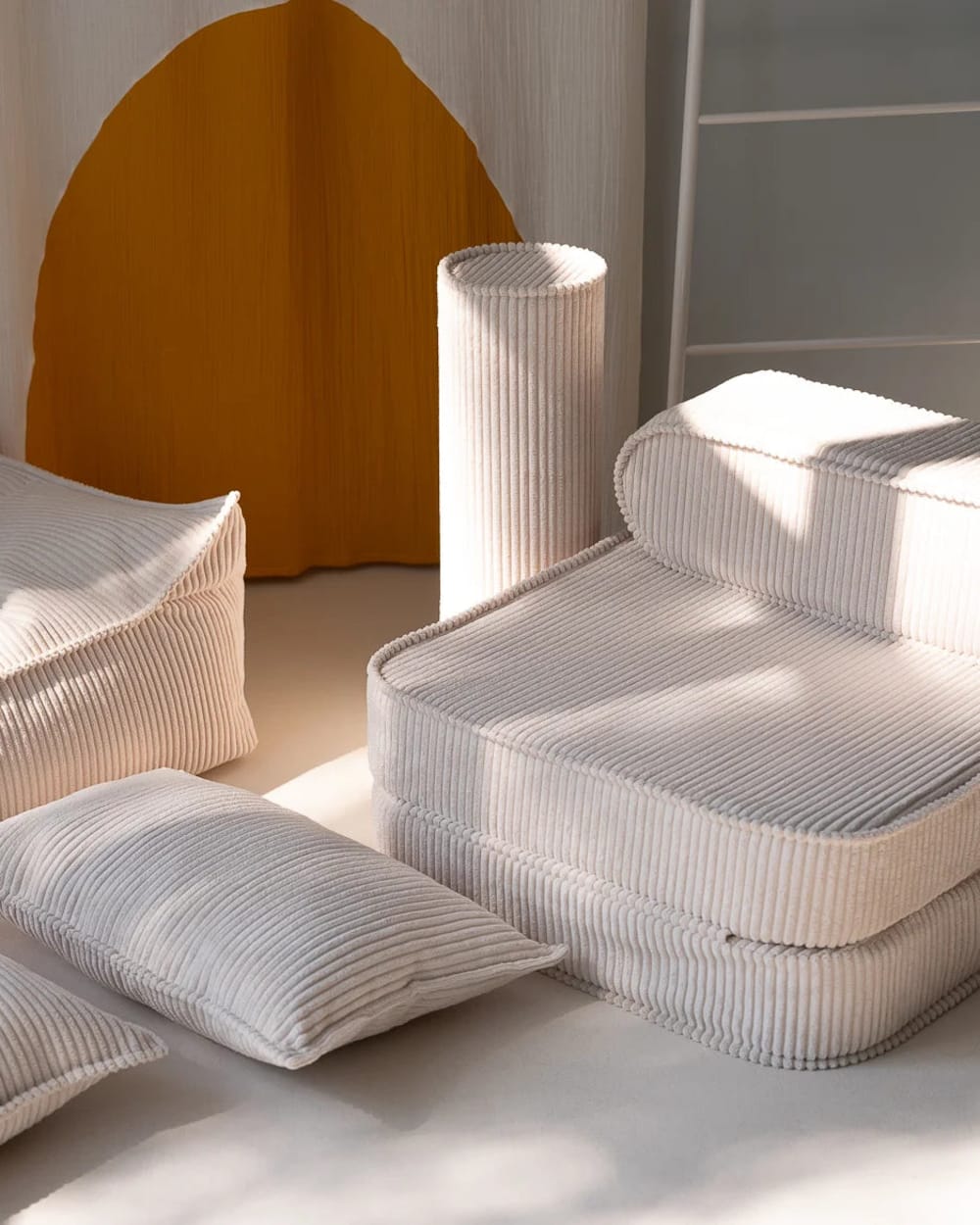 Rollenkissen aus Breitcord 55 x 18 x 18 cm, Marshmallow - Maisons